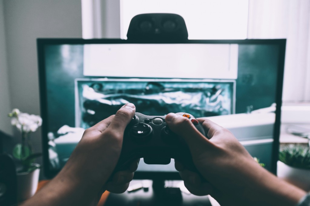 Immersive gaming setup with ambient lighting